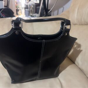 Wilsons Leather Black Top-Handle Wristlet Bag